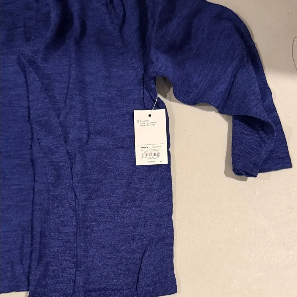 Craft and Barrow Blue Open Front Cardigan Women’s Large - Picture 3 of 4
